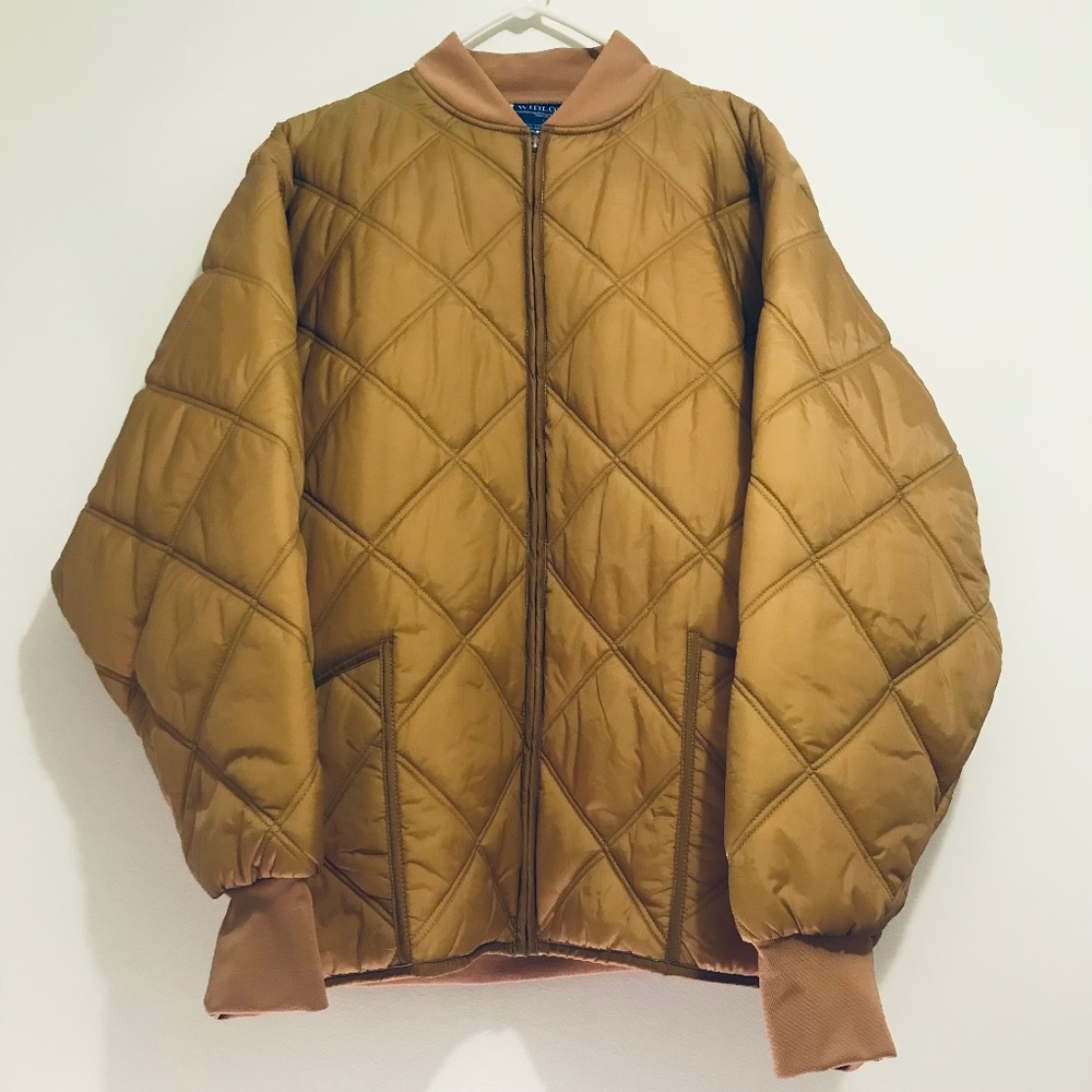 Quilted Bomber Jacket in Camel